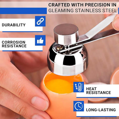 Stainless Steel Egg Cracker Tool - Egg Cracker Cutter Egg Opener Topper Cutter Egg Cracker Topper Egg Cutter Stainless Steel Kitchen Egg Topper Cutter Heavy Duty Cutter Egg Shell Cutter Tool Separator