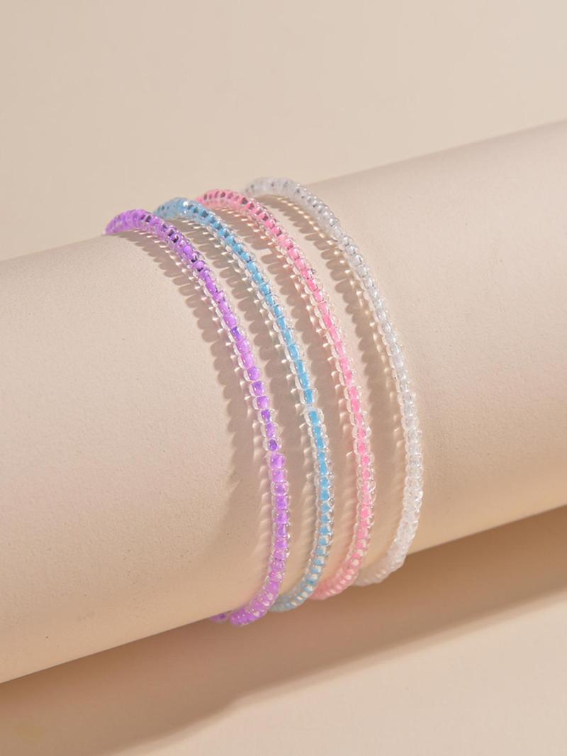 Beaded Ankle Bracelet, Luminous Anklet for Women & Girls, Fashion Jewelry for Party, Daily Clothing Decor, Trendy Jewelry for Birthday Gift