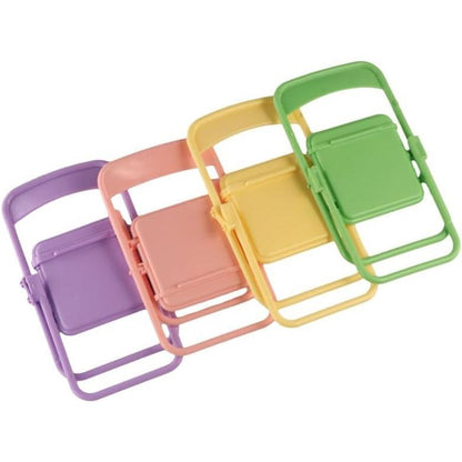 4Pcs Cute Little Chair Phone Stand Desktop Ornament, Portable Mini Folding Phone Lazy Phone Stand Phone Holders Plastic Smartphone