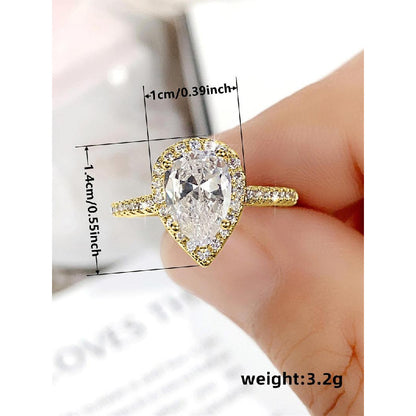 Elegant Water Drop Shaped Rhinestone Decorated Ring Perfect As Gift, Fashion Accessories for Wedding Party, Engagement Gift for Women,  Pinky Ring