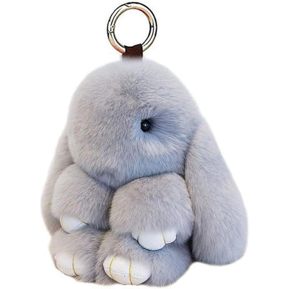 Bunny Fur Rex Rabbit Pompom Ball Doll Pendant Keychain Car Handbag Keyring