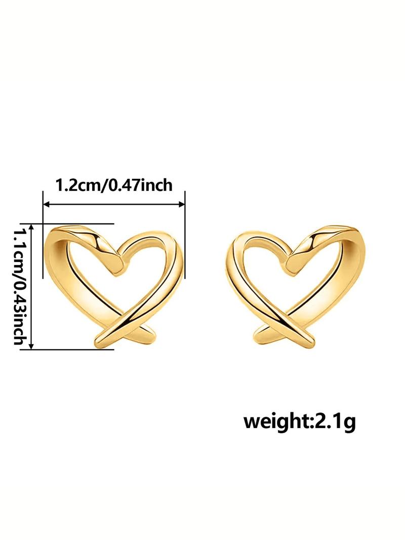 Women's Simple Heart Design Stud Earrings, 2024 New Style Jewelry for Party, Daily Clothing Decor, Trendy All-match Cool Female Accessories for Birthday Gift