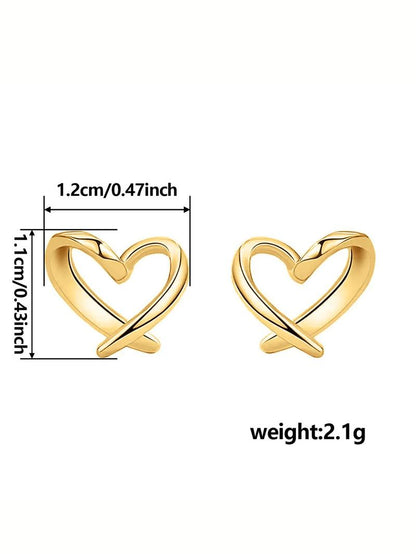 Women's Simple Heart Design Stud Earrings, 2024 New Style Jewelry for Party, Daily Clothing Decor, Trendy All-match Cool Female Accessories for Birthday Gift