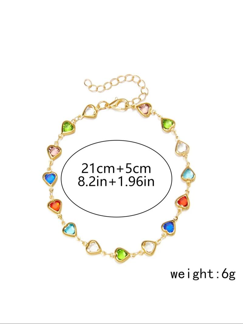 Fashion Heart Decor Anklet for Women, Foot Jewelry for Summer Beach, Zinc Alloy Body Jewelry for Girls Teenagers