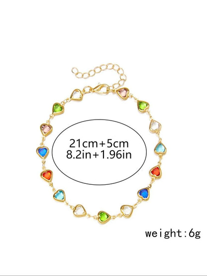 Fashion Heart Decor Anklet for Women, Foot Jewelry for Summer Beach, Zinc Alloy Body Jewelry for Girls Teenagers