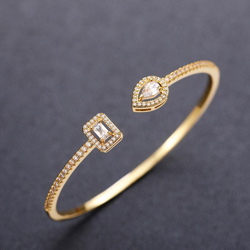 Open Bracelet For Women Trend Brass Zircon Bracelet Female Temperament Korean Version Simple Banquet Hand Jewelry Gift