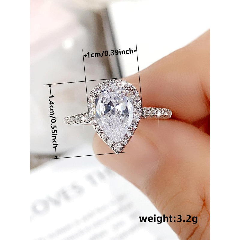 Elegant Water Drop Shaped Rhinestone Decorated Ring Perfect As Gift, Fashion Accessories for Wedding Party, Engagement Gift for Women,  Pinky Ring