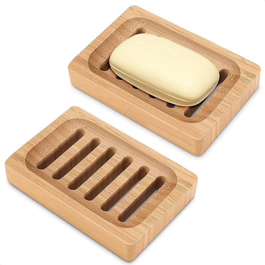 Bamboo Soap Holder for Shower Wall - 2Pcs Wooden Soap Dish for Shower -  Kitchen  Soap Tray  Dish Soap Holder