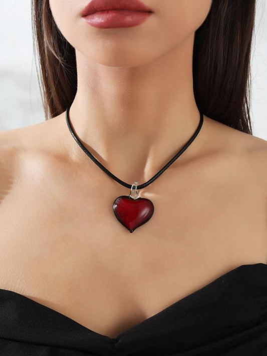 Women's Heart Decor Pendant Necklace for Women & Girls, Y2k Fashion Jewelry for Party, Daily Clothing Decor, Trendy All-match & Exquisite Jewelry for Birthday Gift, Mall Goth