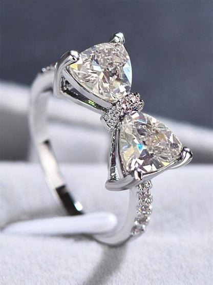 Hot Fashion Rhinestone Decorated Bow Design Ring, Elegant Wedding Engagement Bridal Jewelry for Women, Trendy All-match & Exquisite Jewelry for Birthday Gift