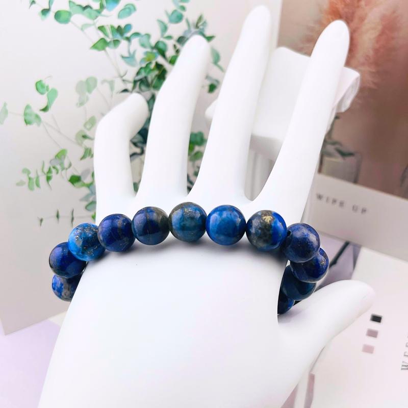 Natural Lapis Lazuli Ball Bracelet, Crystal, Jewelry, Gemstone, Chakra, Gift, Present, Handmade, Energy, Yoga, Beauty, Unique, Women, Unisex, Free Storage Bag, Festival, Christmas, Halloween, Easter, Tiktokmademebuyit