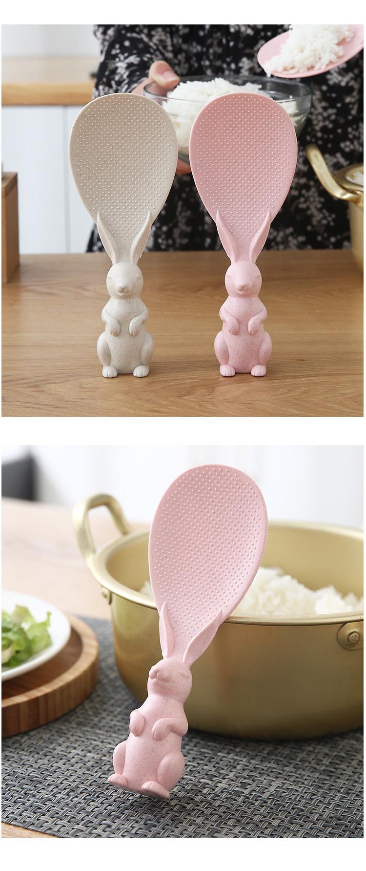 Vertical Rice Spoon Cute Rice Spoon Cartoon Rabbit Non-Stick Rice Spoon Kitchen Tableware Household Non-Stick Rice Sheng Rice Spoon Cutlery