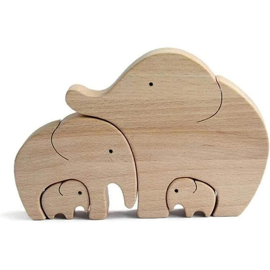 ASkinds 1Set Wooden Elephant Family Ornament Desktop Elephant Mother Child Decoration Elephants Collectible Figurines for Home Office Bedroom Living Room