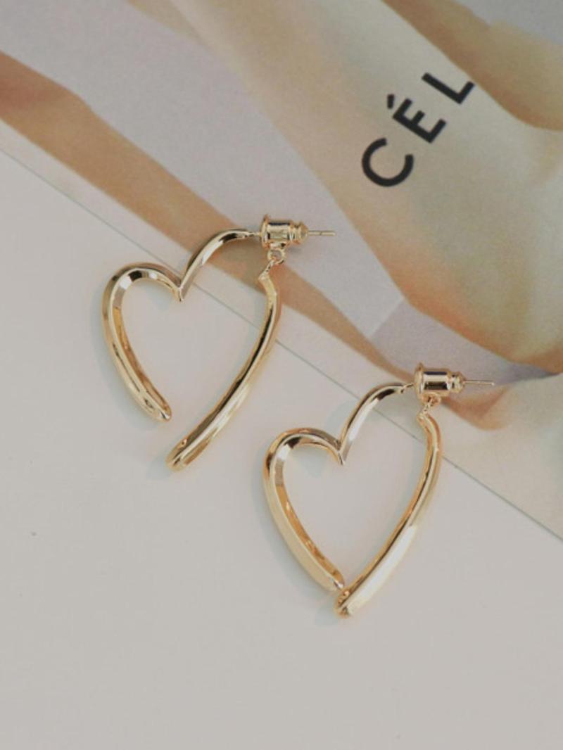 Women's Simple Style Hollow out Heart Design Hoop Earrings, 1 Pair Fashion Jewelry for Party, Daily Clothing Decor, Trendy All-match & Exquisite Jewelry for Birthday Gift