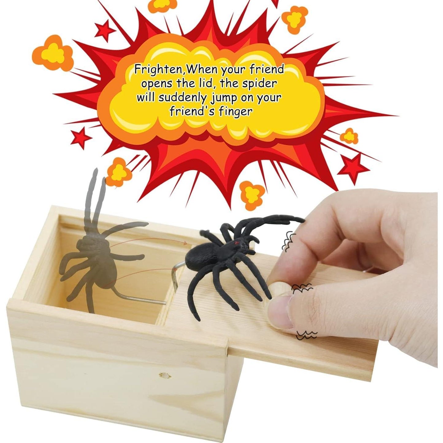 Spider Prank Scare Box, Handmade Fun Practical Surprise Joke Boxes, Hilarious Halloween Spoof Gift Box for Adults Kids