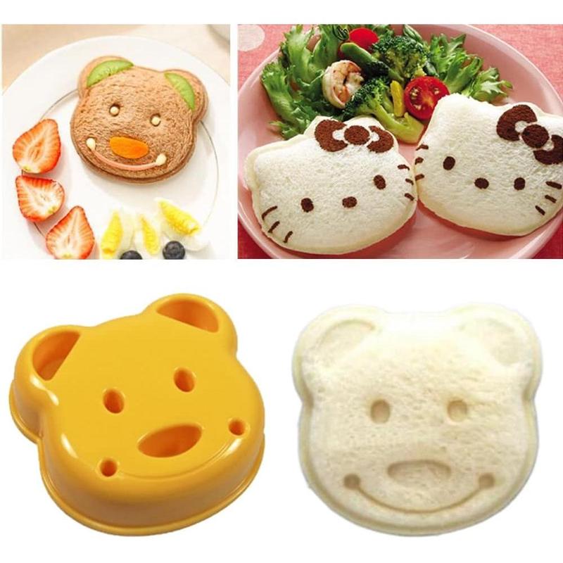 Bear Shape Sandwich Mold Cutter, Cartoon Bread Sandwich Shapers DIY Maker Biscuit Cookie Cake Mould Cutter Tool (2 Pack)