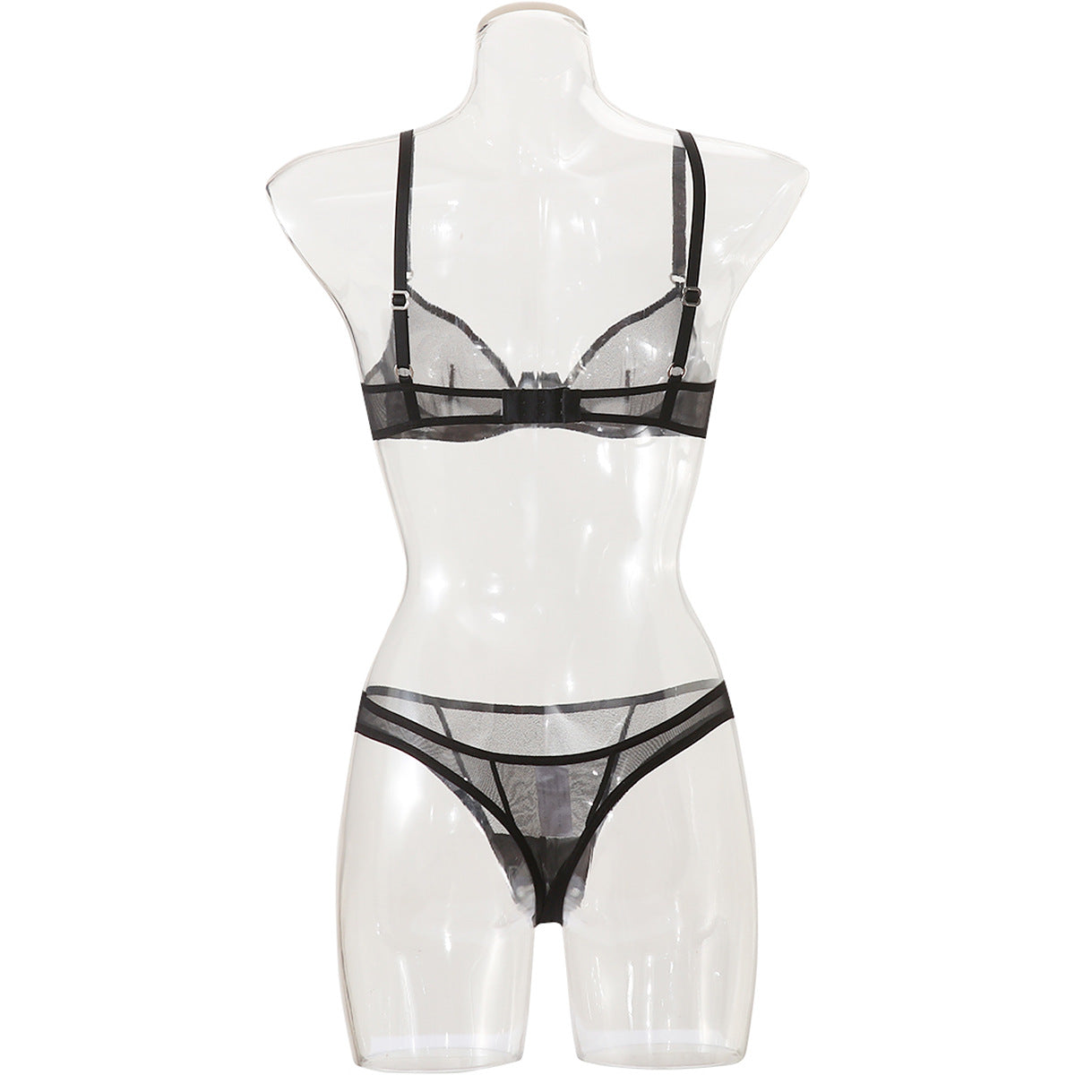 Summer Couple's Push-Up Bra and Thong Set - Sheer Mesh, Perfect for a Sexy Look - New Arrival