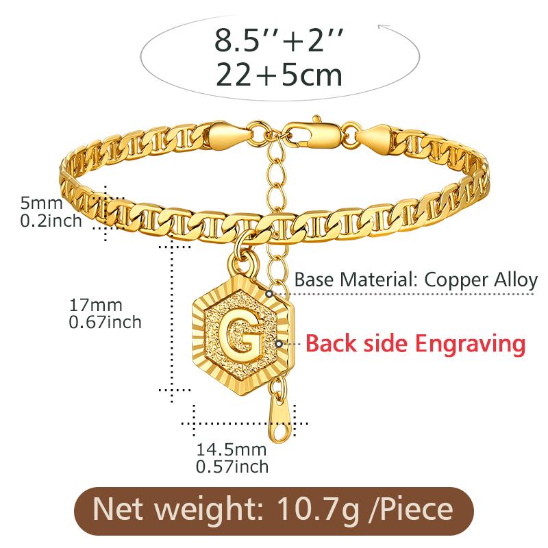 Initial 26 Letters A-Z Anklet Gold-plated 5mm Chain Anklets Bracelet with Letters Mariner Chain Figaro Chain Anklet  Adjustable For Women Men Girlfriend Bubble Letter