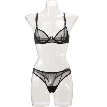 Summer Couple's Push-Up Bra and Thong Set - Sheer Mesh, Perfect for a Sexy Look - New Arrival