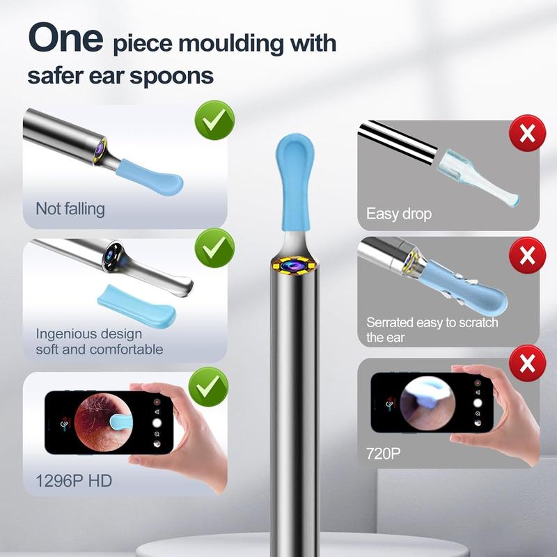 Ear Wax Removal, Ear Wax Removal Tool Camera Built-in 1296P, Easy and Safe Ear Cleaning, Earwax Removal kit with 9 Ear Set and 8 Traditional Tools, Ear Cleaning Kit for iPhone, iPad, Android