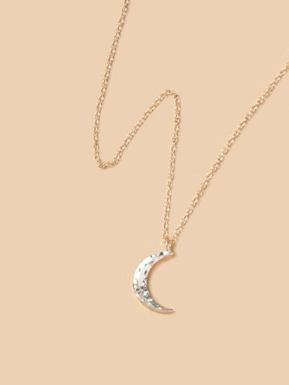 Elegant Plain Moon Pendant Necklace for Women, Trendy Clavicle Chain Necklace, Fashionable Stainless Steel Jewelry Accessories, Holiday Birthday Gift for Women and Girls