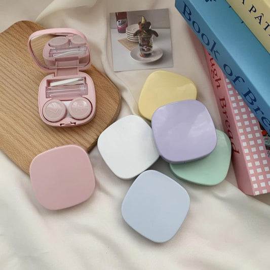 Style Simple Fashion Invisible Glasses Box Couple Box Nursing Beauty Pupil Box Solid Color Portable Cosmetic Contact Lenses Storage Box