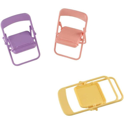 4Pcs Cute Little Chair Phone Stand Desktop Ornament, Portable Mini Folding Phone Lazy Phone Stand Phone Holders Plastic Smartphone