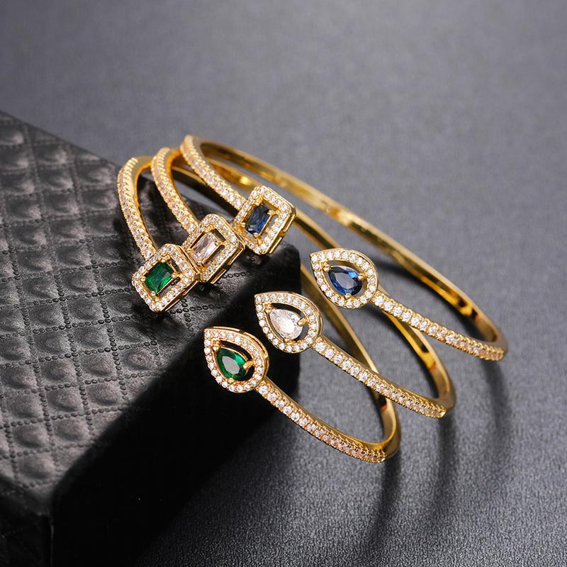 Open Bracelet For Women Trend Brass Zircon Bracelet Female Temperament Korean Version Simple Banquet Hand Jewelry Gift