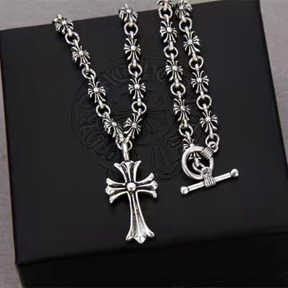 European and American Cross Necklace Ornament Punk Men and Women Retro Necklace Personality Casting Crostar Pendant Necklace Items