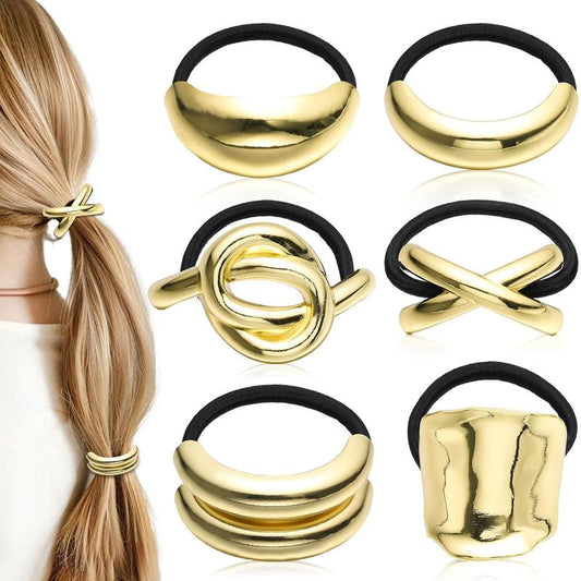 6 PCS Metal Hair Ties, Gold Hair Cuffs Ponytail Cuff Hair Elastic Gold Hair Accessories for Women the original paige poster advent  calendars