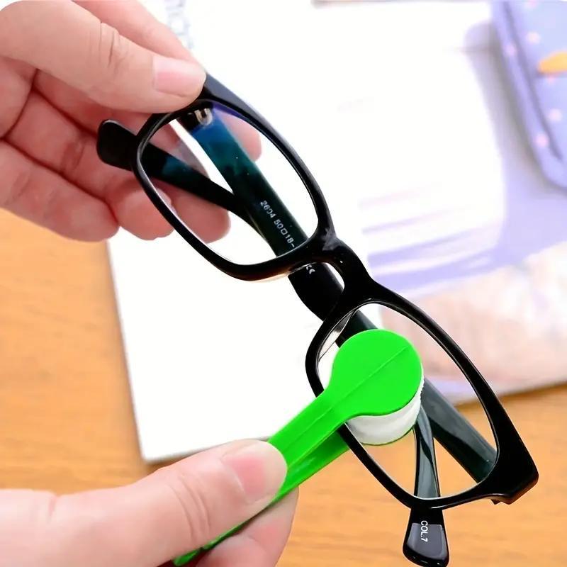 Random Color Portable Glasses Cleaning Cloth Cleaner, 5pcs Multifunctional Glasses Cleaning Tool with Handle, Mini Traceless Eye Wipe for Home