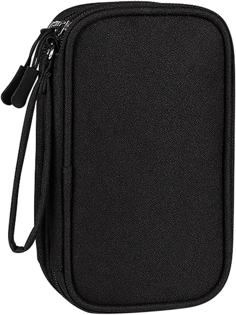 Travel Cable Organizer Pouch Electronic Accessories Carry Case Portable Waterproof Double Layers All-in-One Storage Bag for Cord, Charger, Phone, Earphone Black