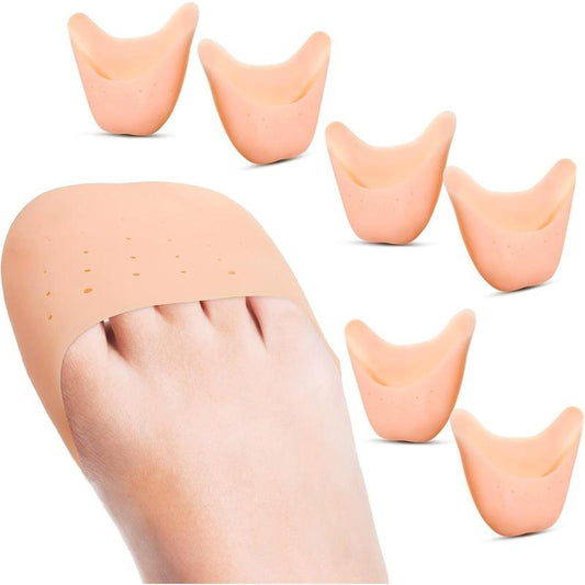 6 Pcs Toe Covers Toe Protectors for Women Silicone Toe Pouches Gel Pads Pointe Shoes Protectors Gel Sock Pads Ballet Dance Toe Caps with Breathable Hole for Ball of Foot Metatarsal(Beige)