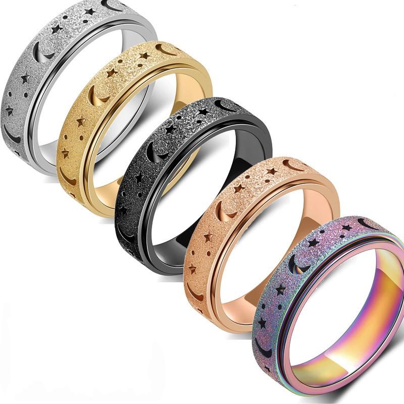 Stainless Steel Fidget Rings for Anxiety for Women Spinner Ring 6mm Rose Gold Ring Thumb Ring Size 5-13