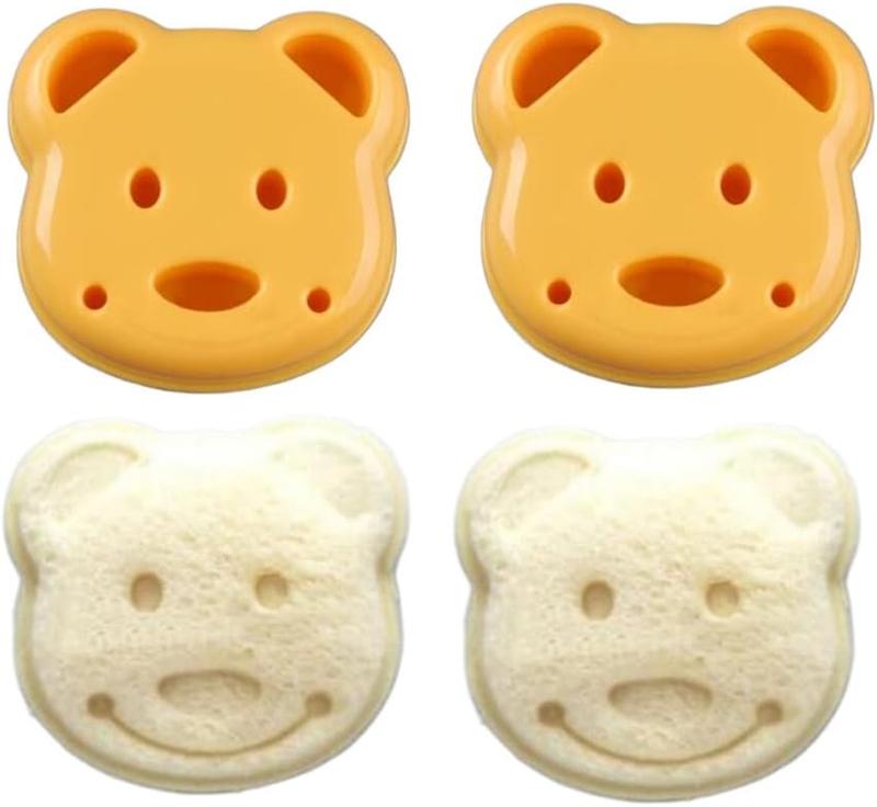 Bear Shape Sandwich Mold Cutter, Cartoon Bread Sandwich Shapers DIY Maker Biscuit Cookie Cake Mould Cutter Tool (2 Pack)