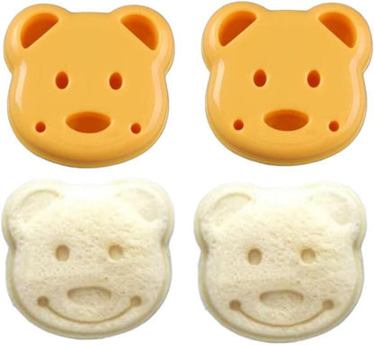 Bear Shape Sandwich Mold Cutter, Cartoon Bread Sandwich Shapers DIY Maker Biscuit Cookie Cake Mould Cutter Tool (2 Pack)