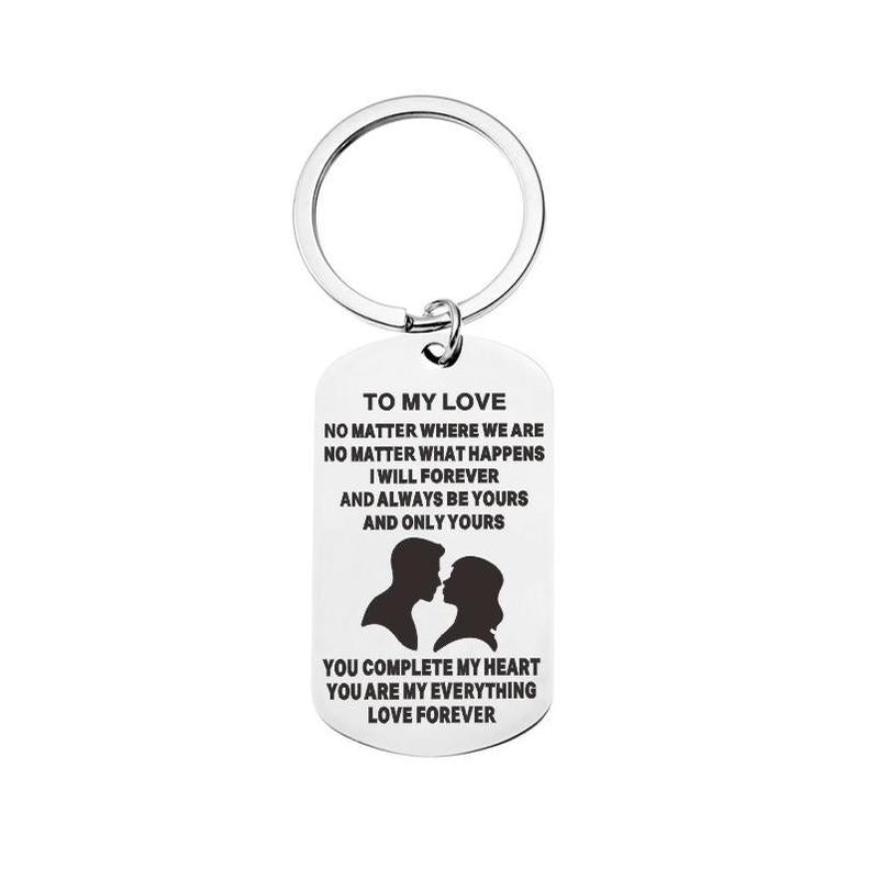 Stainless Steel Key Ring Pendant Laser Sculpture to My Valentine's Day Small Gift