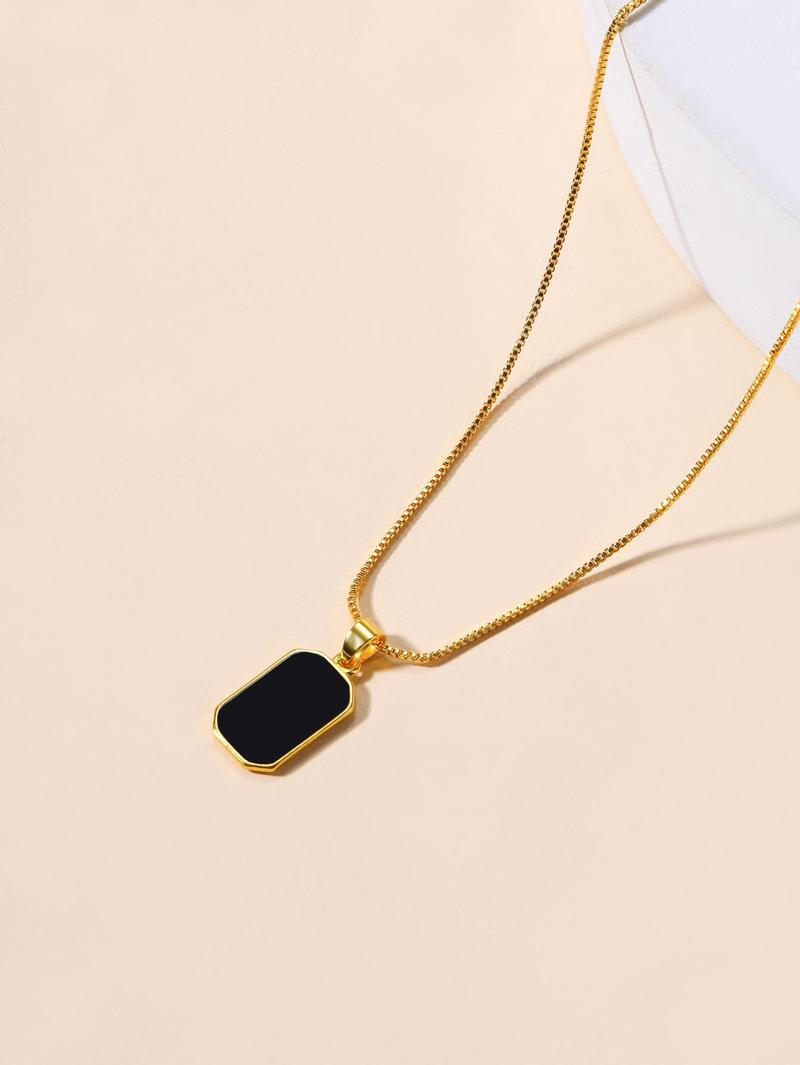 Women's Square Design Pendant Necklace, Casual Alloy Jewelry for Women, Daily Clothing Decor for Girl