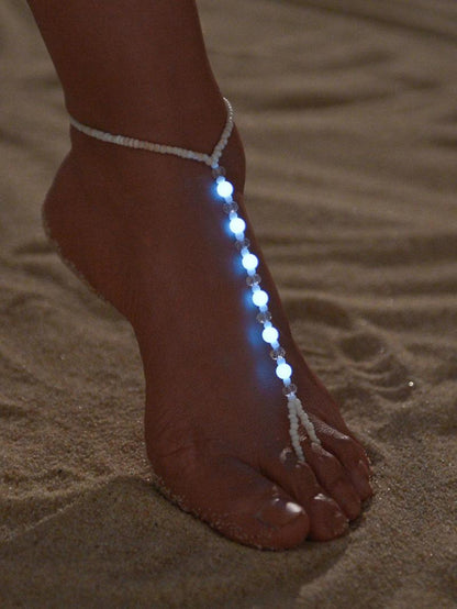 Boho Style Glow in The Dark Summer Anklet, Personality Tiered Ring Linked Design Anklet for Summer Wear, Back To SchoolSummer Jewelry