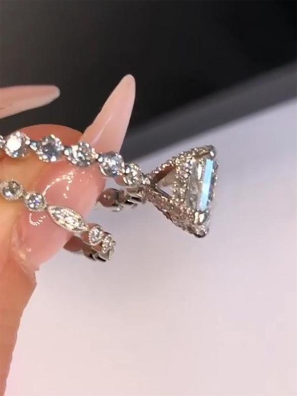 Women's Elegant Rhinestone Decorated Rings, 2pcs/set Fashion Gorgeous Rings for Wedding Party, Engagement Gift for Women