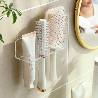 Wall Mounted Bathroom Storage Rack, Punch Free Bathroom Comb Holder, Multifunctional Bathroom Storage Rack for Home and Hotel