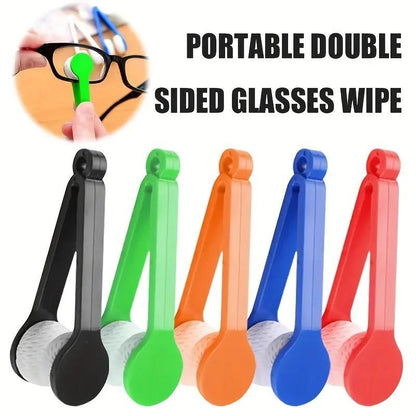 Random Color Portable Glasses Cleaning Cloth Cleaner, 5pcs Multifunctional Glasses Cleaning Tool with Handle, Mini Traceless Eye Wipe for Home