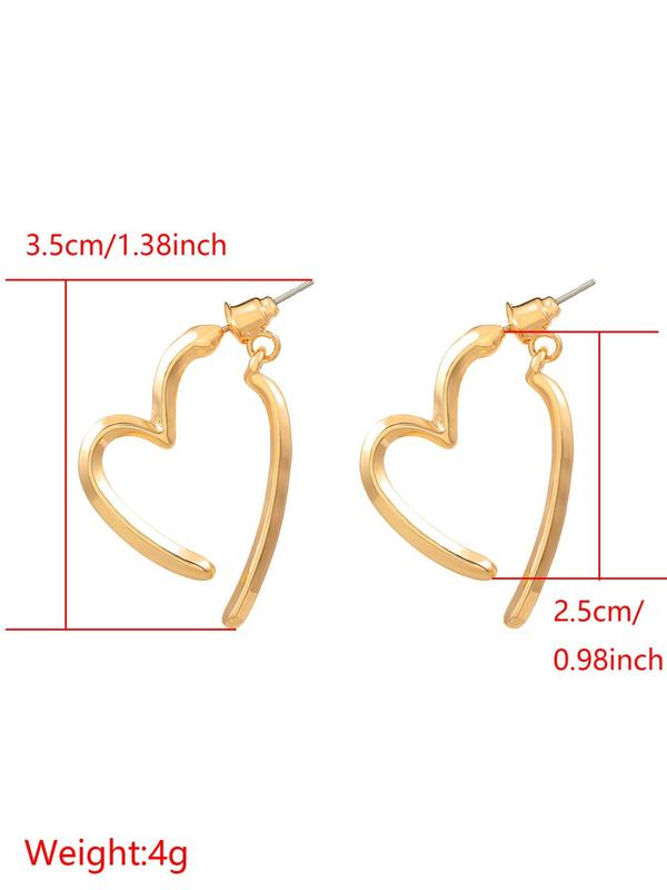 Women's Simple Style Hollow out Heart Design Hoop Earrings, 1 Pair Fashion Jewelry for Party, Daily Clothing Decor, Trendy All-match & Exquisite Jewelry for Birthday Gift