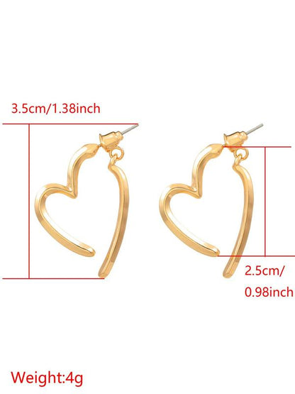 Women's Simple Style Hollow out Heart Design Hoop Earrings, 1 Pair Fashion Jewelry for Party, Daily Clothing Decor, Trendy All-match & Exquisite Jewelry for Birthday Gift