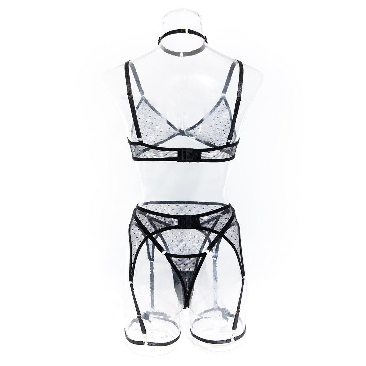 New Arrival Sexy Netted Bra Set with Bow and No-Underwire - 5-Piece with Cape for Women |   Perfect for Date Night