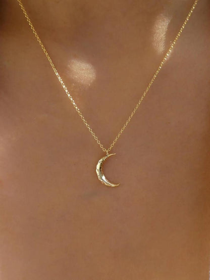 Elegant Plain Moon Pendant Necklace for Women, Trendy Clavicle Chain Necklace, Fashionable Stainless Steel Jewelry Accessories, Holiday Birthday Gift for Women and Girls