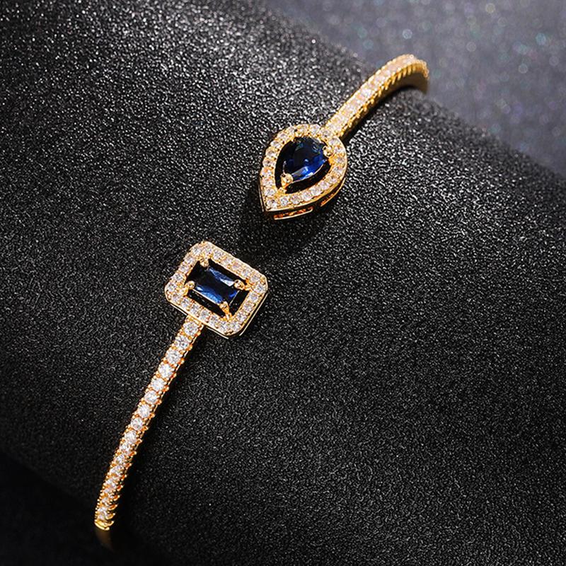 Open Bracelet For Women Trend Brass Zircon Bracelet Female Temperament Korean Version Simple Banquet Hand Jewelry Gift