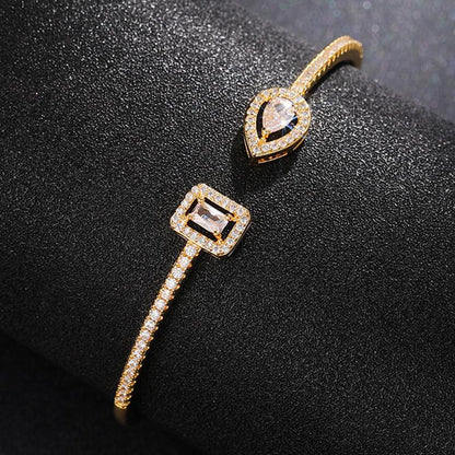 Open Bracelet For Women Trend Brass Zircon Bracelet Female Temperament Korean Version Simple Banquet Hand Jewelry Gift