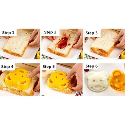 Bear Shape Sandwich Mold Cutter, Cartoon Bread Sandwich Shapers DIY Maker Biscuit Cookie Cake Mould Cutter Tool (2 Pack)