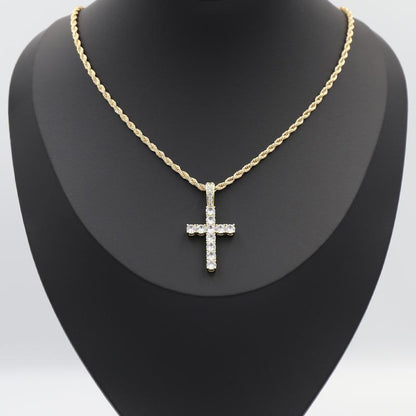 14K Gold Plated Cubic Zirconia Cross Necklace for Women and Men Cross Faith Pendant Necklaces Fashion Jewelry Gift High Quality, Black Friday Gift & Christmas Gift